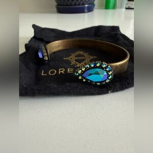 Loren Hope iridescent Gold and Blue Teardrop Bracelet cuff NWOT